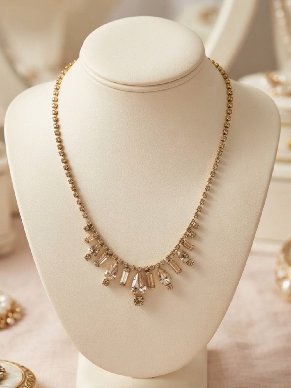 Vintage Jay Flex Sterling Silver Rhinestone Necklace